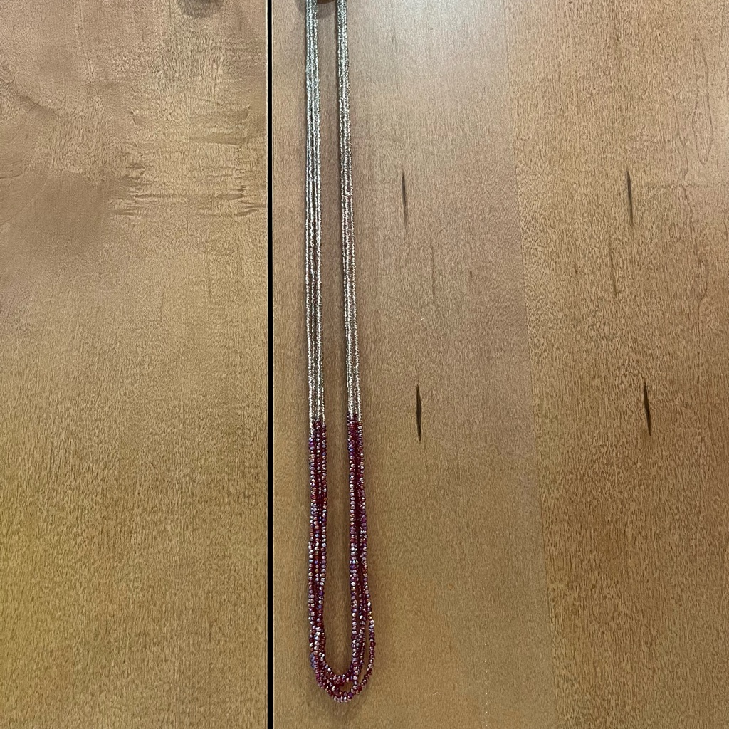 Loft Metallic Red And Rosewater Long Beaded Necklace 8$
